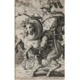 Hendrik Goltzius, Marcus Curtius on Horseback, Plate Four from the series: The Roman Heroes, 1586