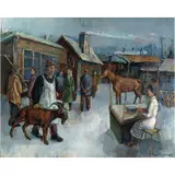 Sergey Vinogradov, Market Scene, 1915, oil on linen