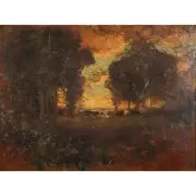 William Keith, Sunset, oil on canvas