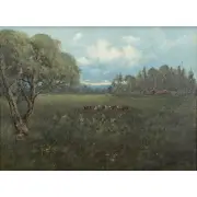 Alphonso H. Broad, Pastoral California Landscape, 1903, oil on board