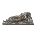 Antoine-Louis Barye, Lioness Devouring Hare, bronze