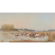 John MacPherson, Country Landscape with Cattle Watering, watercolor and pencil on paper