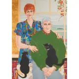 Joseph St. Amand, Portrait of Couple with Cats, 1991, oil on canvas