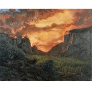 Bradley Giles, El Capitan Firefall, 2021, oil on canvas