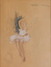 Pál Fried, Young Girl Dancing, colored pencil