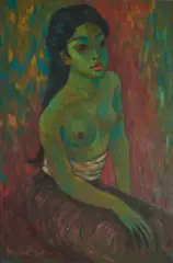 Hans Snel, Green Topless Woman, 1966, oil on canvas