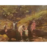 Farquhar M. S. Knowles, Children at a River, oil on canvas