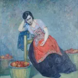 Myron G. Barlow, Seated Woman with Apples, oil on canvas