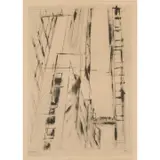 Lyonel Feininger, Manhattan Skyscrapers, 1942, lithograph