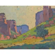 Landscape by C. Betram Hartman, 1916, oil on board, sold Jan 2025