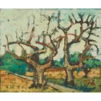 Abram Krol, Landscape with Trees, oil on canvas