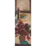 June Felter, Still Life (Flowers and Books), 1962, oil on canvas