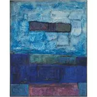 Lundy Siegriest, Blue Mirage, mixed media on masonite