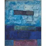 Lundy Siegriest, Blue Mirage, mixed media on masonite
