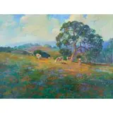 F. Michael Wood, Cows and Poppies, 1999, oil on canvas