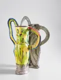 Operatic Vase and Shadow by Betty Woodman, 1985, glazed earthenware, in 2 parts, sold Nov 2019