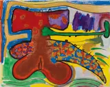Carroll Dunham, Green Extension, 1989, vinyl, acrylic and pencil on canvas