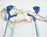 Maria Lassnig, Untitled (Horizontally on Two Crutches)