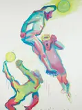 Maria Lassnig, Competition III, 2000, oil on canvas