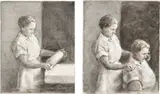 Michaël Borremans, Time Warp, 2001, pencil and watercolor on board, in 2 parts