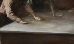 The Rendering by Michaël Borremans, 2002, oil on canvas, sold Nov 2019