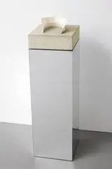 Jim Lambie, Untitled, 2006, shirt collar, concrete and mirror pedestal