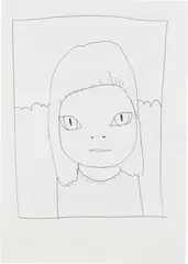 Untitled by Yoshitomo Nara, 2016, ballpoint pen on paper, sold Nov 2019