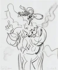 Clown for Lisa by George Condo, 1988, crayon on paper, sold Nov 2019