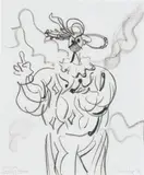 George Condo, Clown for Lisa, 1988, crayon on paper