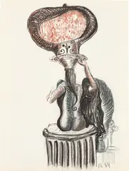 Untitled by George Condo, 1984, Conté crayon on paper, sold Nov 2019