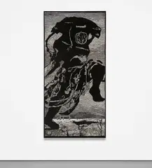 William Kentridge, Telephone Lady, 2000, linocut on Belgian canvas with gesso