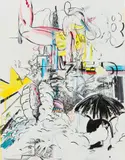 Spencer Sweeney, Interparticular, 2001, acrylic and paintbrush on canvas