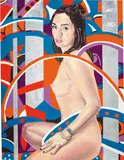 Asli Özok, Time, 2019, oil and silver leaf on canvas