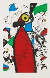 Joan Miró, Souris rouge à la mantille (Red Mouse in the Mantilla), 1975, Aquatint in colors, on Arches paper, with full margins