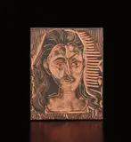 Little bust of woman (Petit bust de femme) by Pablo Picasso, 1964, Red earthenware rectangular plaque; ceramic, Madoura edition, sold Apr 2019