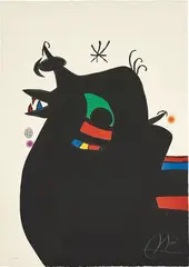 Le Maréchal des logis (The Sergeant) by Joan Miró, 1978, Etching and aquatint in colors with carborundum, on Arches paper, the full sheet, sold Apr 2019