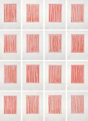 Günther Förg, Linien I (Lines I), 2004, The complete set of 16 aquatints in colors, on Lana Gravure paper, with full margins, with the original brown paper-covered portfolio