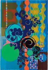 Figo by Beatriz Milhazes, 2006, Screenprint and woodcut in colors, on heavy Hiromi handmade Kozo paper, the full sheet, sold Apr 2019