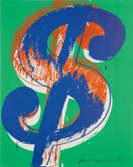 $ (1) by Andy Warhol, 1982, Unique screenprint in colors, on Lenox Museum board, the full sheet, sold Apr 2019