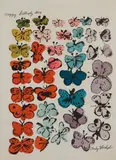Andy Warhol, Happy Butterfly Day, 1955, Offset lithograph with extensive hand-coloring in watercolor, on wove paper, with margins
