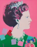 Queen Margrethe II of Denmark, from Reigning Queens by Andy Warhol, 1985, Screenprint in colors, on Lenox Museum Board, the full sheet, sold Apr 2019