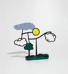 Landscape Mobile (Limoges) by Roy Lichtenstein, 1991, Painted bronze and porcelain, sold Apr 2019