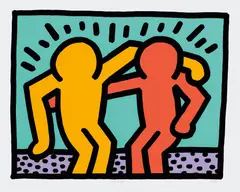 Best Buddies by Keith Haring, 1990, Screenprint in colors, on wove paper, with full margins, sold Apr 2019