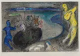 Songe du Capitaine Bryaxis (Dream of Captain Bryaxis), plate 21 from Daphnis et Chloé by Marc Chagall, 1961, Lithograph in colors, on wove paper, with full margins, sold Apr 2019