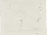 Pablo Picasso, Modèle contemplant un Groupe sculpté (Model Contemplating a Sculpture), plate 66, from La Suite Vollard, 1933, Etching, on Montval laid paper watermark Picasso, with full margins