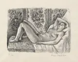 Nu couché au paravent Louis XIV (Nude Lying in Front of a Louis XIV Screen) by Henri Matisse, 1923, Lithograph, on laid China paper, with margins, unevenly trimmed at the sheet edges, sold Apr 2019