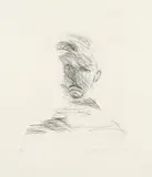 Rimbaud vu par las peintres (Rimbaud Seen by the Painters) by Alberto Giacometti, 1962, Etching, on Rives BFK paper, with full margins, sold Apr 2019