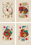 Playing Cards: Ace of Diamonds; King of Diamonds; Queen of Diamonds; and Jack of Diamonds, from Playing-Cards by Salvador Dalí, 1972, Four lithographs in colors, on Arches paper, with full margins, sold Apr 2019