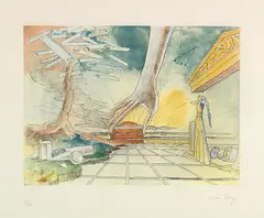 L'Aventure (Adventure) by Man Ray, 1972, Etching and aquatint in colors, on Arches paper, with full margins, sold Apr 2019