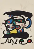 Poster for the exhibition 'Peintures sur papier, dessins' ('Paintings on Paper, Drawings') by Joan Miró, 1971, Lithograph in colors, on Arches paper, with full margins, sold Apr 2019